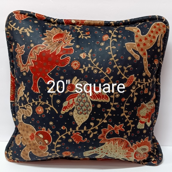Custom-made Home Decor P. Kaufman China Zoo Cotton Chintz Fabric w/ Wide Piping - Picture 8 of 8